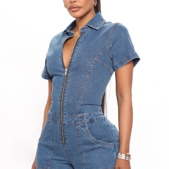 Denim Jumpsuit Medium Wash - XL - Picture 3 of 5